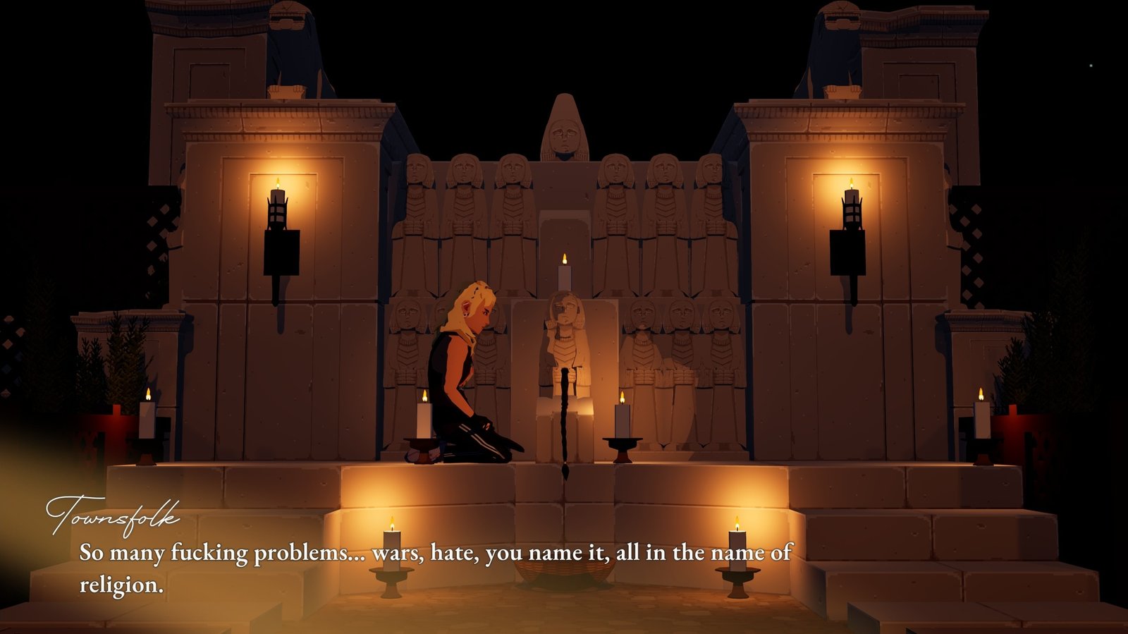 By night, you’ll hear the wishes of the townsfolk, both trivial and world-changing.