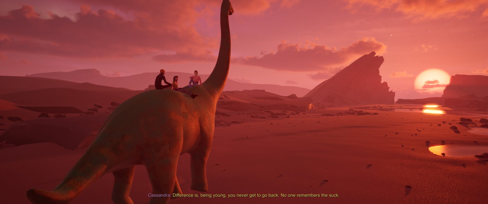 Words of wisdom on the back of a dinosaur.
